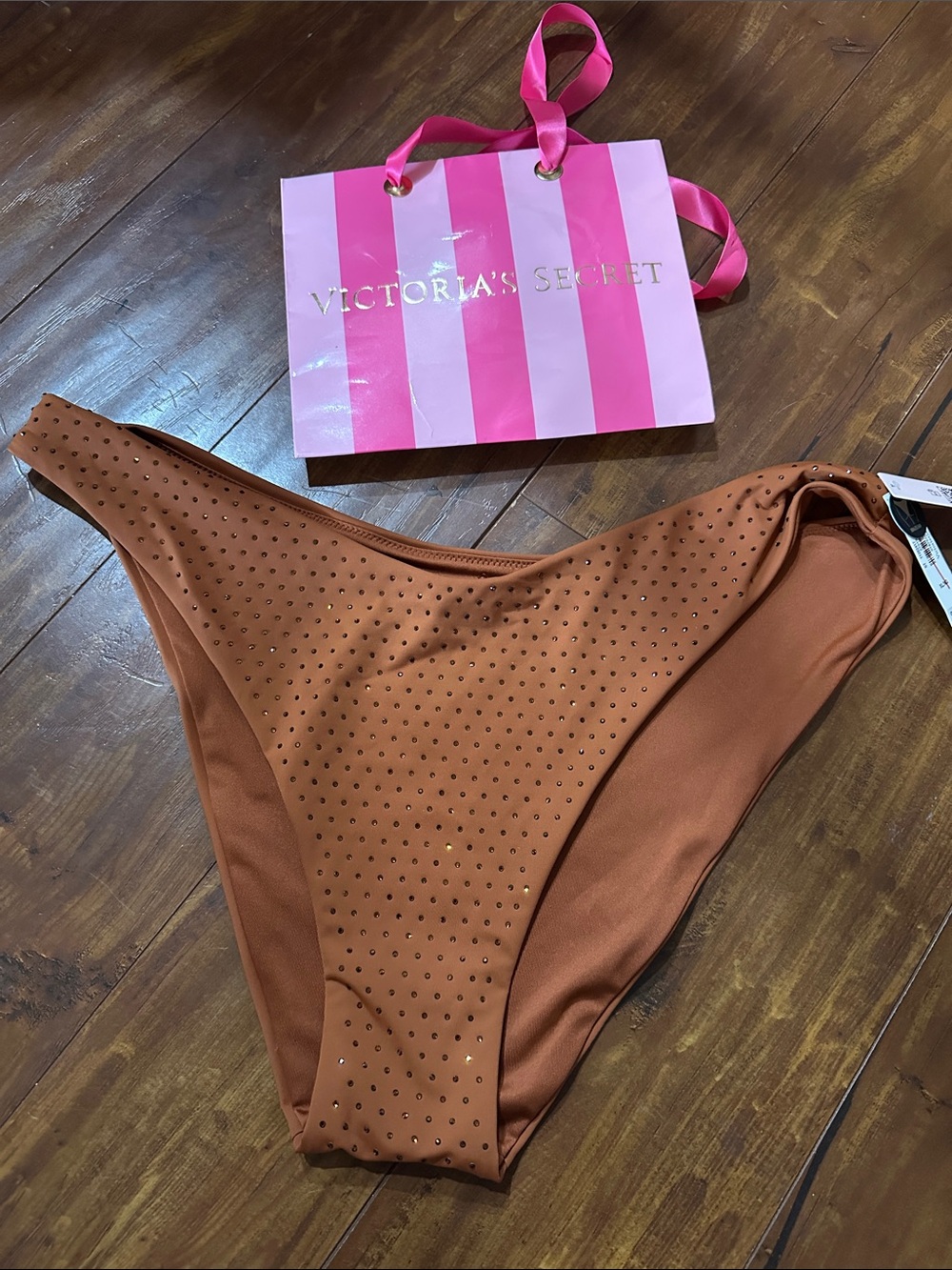 NWT Victoria’s Secret Apple Cinnamon Diamanté Brazilian Bikini Bottom XL